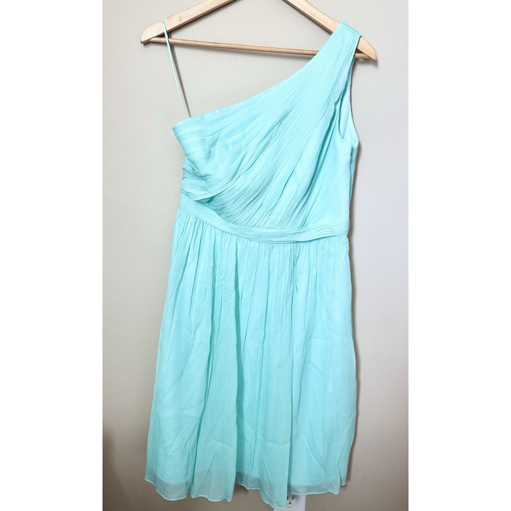 J Crew Women's Silk Chiffon Side Shoulder Dress in Mint size 8 MEDIUM NWT